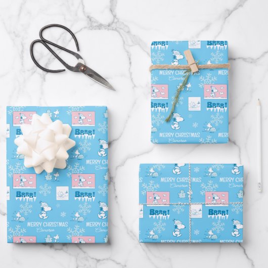 Feuille De Papier Cadeau cacahuètes | Snoopy Snow Day Motif (Recto)