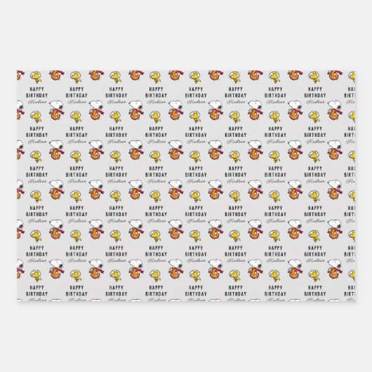 Feuille De Papier Cadeau cacahuètes | Snoopy Space Anniversaire (Devant)