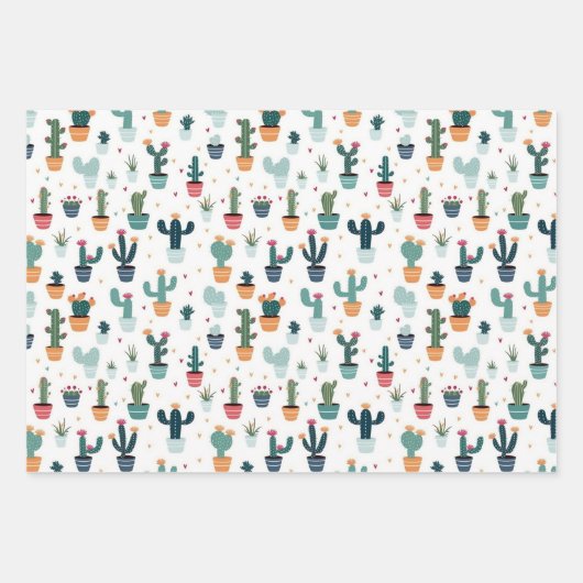 Feuille De Papier Cadeau Cactus (Devant)