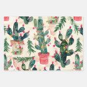 Feuille De Papier Cadeau cactus aquarelle lumières de noël pour don (Devant 3)