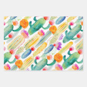 Feuille De Papier Cadeau Cactus Art Combo Vert Blanc Rose Désert Sud-ouest (Devant 2)