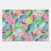 Feuille De Papier Cadeau Cactus Art Combo Vert Blanc Rose Désert Sud-ouest (Devant)