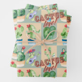 Feuille De Papier Cadeau cactus love - motif aquarelle (En situation)