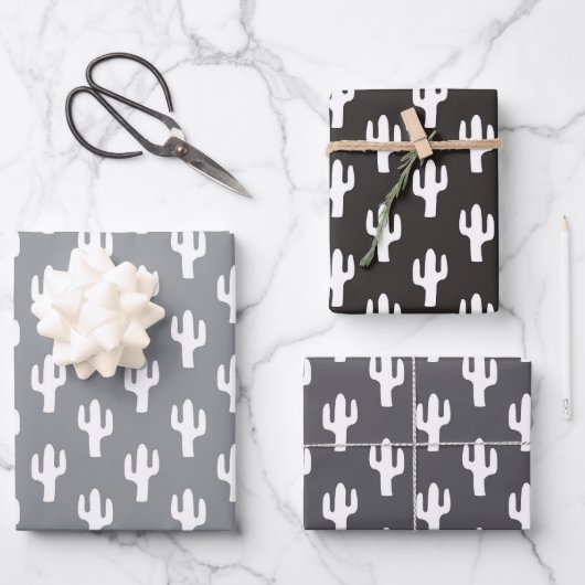 Feuille De Papier Cadeau Cactus Motif Neutral Desert Moderne (Recto)