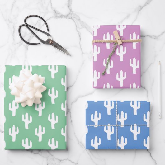 Feuille De Papier Cadeau Cactus Motif Sherbet Colours Désert Fun moderne (Recto)