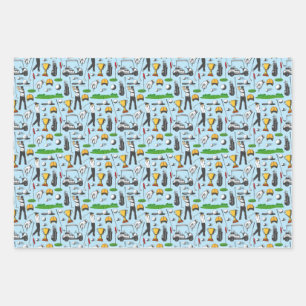 Feuille De Papier Cadeau Cadeau bleu de symboles de golf de golf pour homme