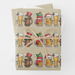 Feuille De Papier Cadeau Cadeau d'amant de bière de Noël Esprit de fête 