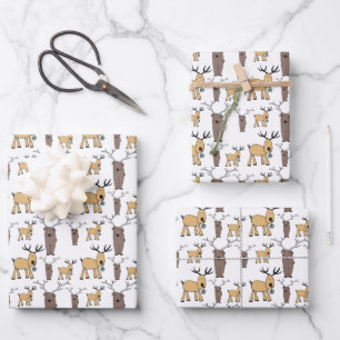 Feuille De Papier Cadeau Cadeau de bébé cerf mignon taureau élan dessin à l