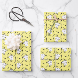 Feuille De Papier Cadeau Cadeau de cuisine motif fourchettes cuillères chap