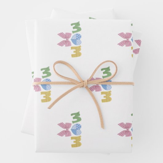 Feuille De Papier Cadeau Cadeau de fête des mères Patchwork maman (En situation)