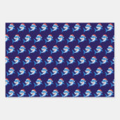 Feuille De Papier Cadeau Cadeau de Noël de requin Noël de chapeau (Devant 3)