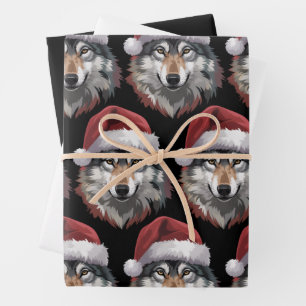 Feuille De Papier Cadeau Cadeau de Noël drôle de loup pour les amoureux des