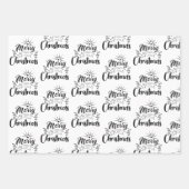 Feuille De Papier Cadeau Cadeau de Noël noir et blanc moderne (Devant)