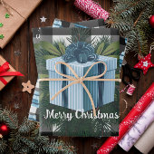Feuille De Papier Cadeau Cadeau de Noël Plaid Buffalo | Bleu