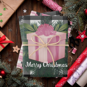 Feuille De Papier Cadeau Cadeau de Noël Plaid Buffalo   Rose