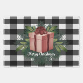 Feuille De Papier Cadeau Cadeau de Noël Plaid Buffalo | Rouge (Devant)