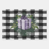 Feuille De Papier Cadeau Cadeau de Noël Plaid Buffalo | Violet (Devant 3)