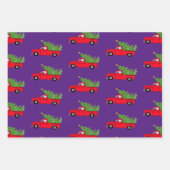 Feuille De Papier Cadeau cadeau de ramassage de camionnettes de noël rouge (Devant 3)