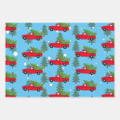 Feuille De Papier Cadeau cadeau de ramassage de camionnettes de noël rouge (Devant 2)