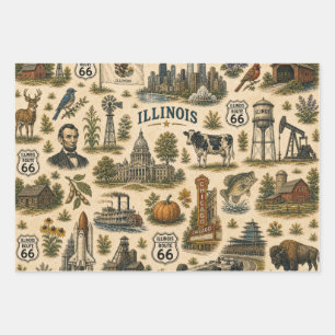 Feuille De Papier Cadeau Cadeau de roadtrip sur la route 66 de l'Illinois