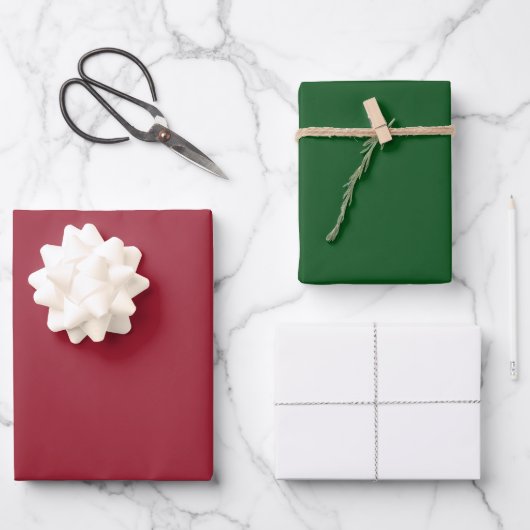 Feuille De Papier Cadeau Cadeau de vacances Red and Forest Green and White (Recto)