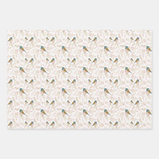 Feuille De Papier Cadeau Cadeau Découpage Trio Chickadee Cute (Devant 3)