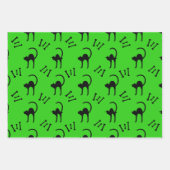 Feuille De Papier Cadeau Cadeau d'Halloween Chat noir éffrayant et os (Devant 3)