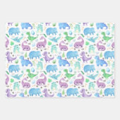 Feuille De Papier Cadeau Cadeau Dinosaure Aquarelle Cute (Devant)