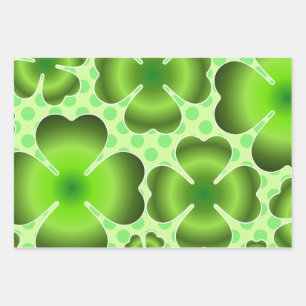 Feuille De Papier Cadeau Cadeau personnalisé à motif de trèfle vert chanceu