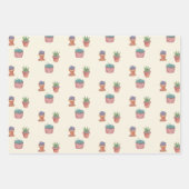 Feuille De Papier Cadeau Cadeau Plante en pots Succulents et cactus Aquarel (Devant 2)