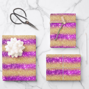 Feuille De Papier Cadeau Cadeau populaire de luxe Purple Gold Parties scint