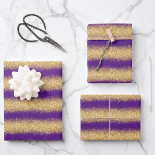 Feuille De Papier Cadeau Cadeau populaire de luxe Purple Gold Parties scint
