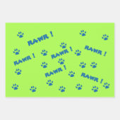 Feuille De Papier Cadeau Cadeau Vert Bleu Dinosaure Paw Rawr (Devant 3)
