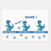 Feuille De Papier Cadeau Cadeau Vert Bleu Dinosaure Paw Rawr (Devant 2)