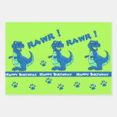 Feuille De Papier Cadeau Cadeau Vert Bleu Dinosaure Paw Rawr (Devant)