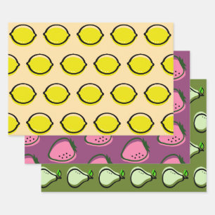 Feuille De Papier Cadeau Cadeaux de Fruits Colorés Tutti Frutti