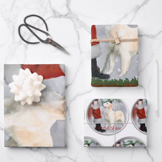 Feuille De Papier Cadeau Cadeaux de Noël Golden Retriever (Recto)