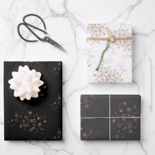 Feuille De Papier Cadeau Cadeaux élégants étoile dorée Fêtes Nouvel An