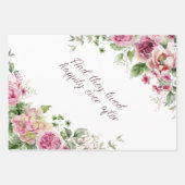 Feuille De Papier Cadeau Cadre Roses Roses Personnalisé (Devant 3)