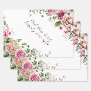 Feuille De Papier Cadeau Cadre Roses Roses Personnalisé 
