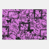Feuille De Papier Cadeau Cadres Et Papillons Rose Gothiques (Devant 2)