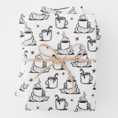 Feuille De Papier Cadeau Café chaud mignon Motif sans joint (En situation)