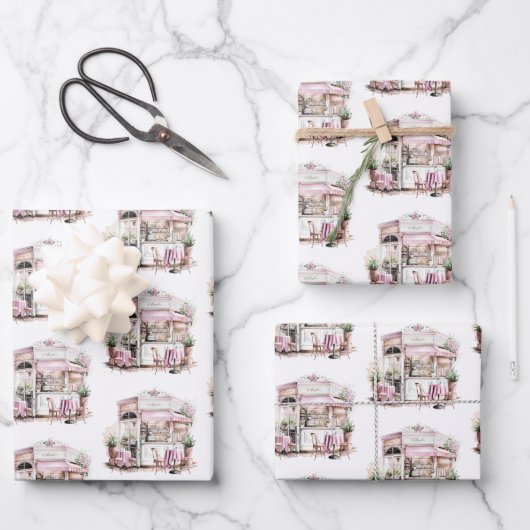 Feuille De Papier Cadeau Café français esthétique, Vintage, (Recto)