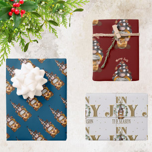 Feuille De Papier Cadeau Café mignon Gnomes de Noël