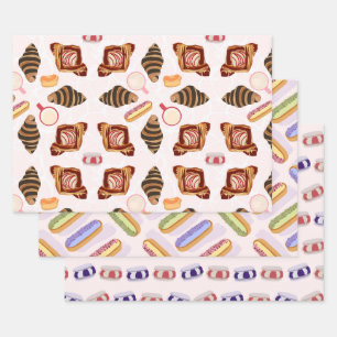 Feuille De Papier Cadeau Café pâtisseries et lattes