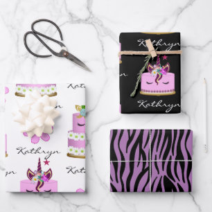 Feuille De Papier Cadeau Cakes Unicorn Personnalisés