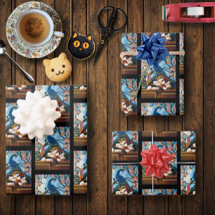 Feuille De Papier Cadeau Calico Cat Dragon Rouge