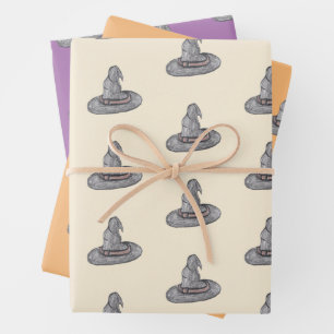 Feuille De Papier Cadeau Calicot de chapeau de sorcière Halloween