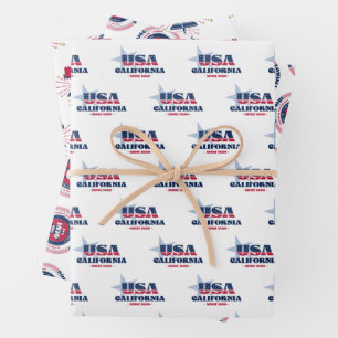 Feuille De Papier Cadeau Californie, 50 États, Liberty Bell