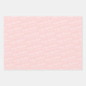 Feuille De Papier Cadeau Calligraphie Joyeux Noël Famille Pastel Rose (Devant 3)